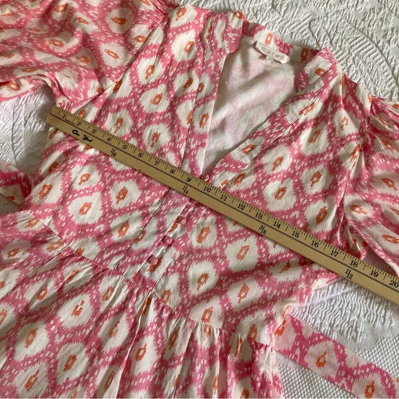 Marea Collette shortie dress pink white resort 100% cotton India size S - Picture 4 of 13